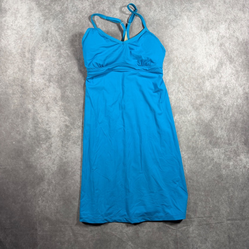 Athleta Women Blue Active Built In Bra Dress Racerback Small Tennis Dress Sporty